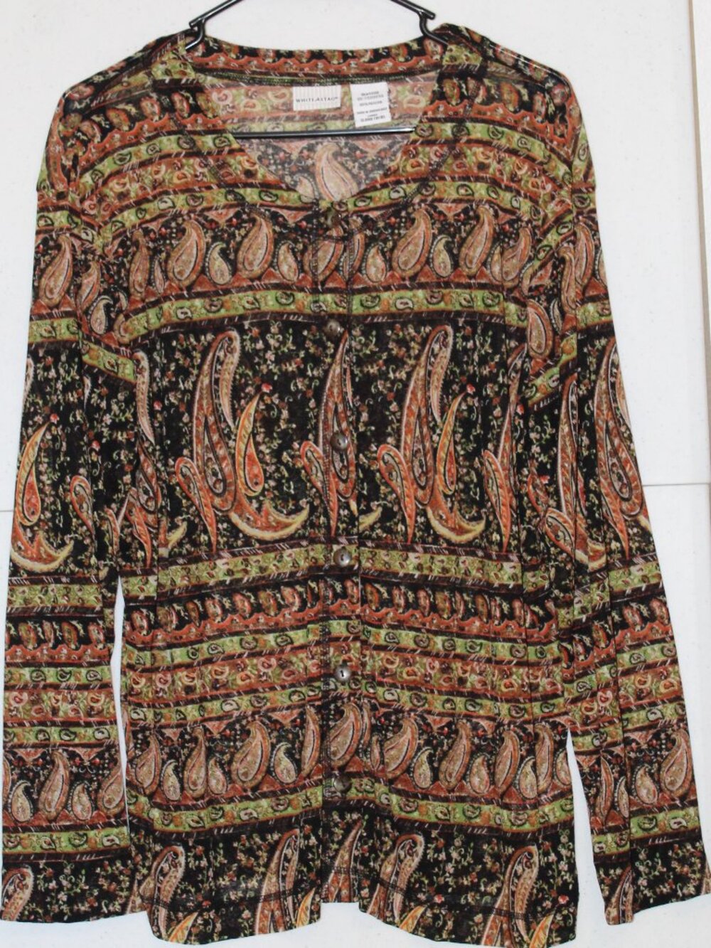 White Stag Womens Size XL 16-18 Bohemian Style Button Front Sheer Blouse